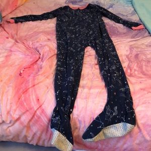 Navy blue pajama one piece with star design
